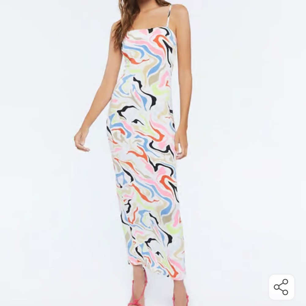 F21 Marble Abstract Print Maxi Dress